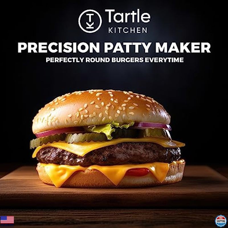 Heavy Duty Stainless Steel Burger Press 4" Patty Maker + 1000 Patty Papers gallery