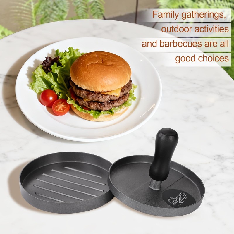Burger Press with 100 Patty Papers Non-Stick Aluminum Hamburger Mold for Kitchen gallery