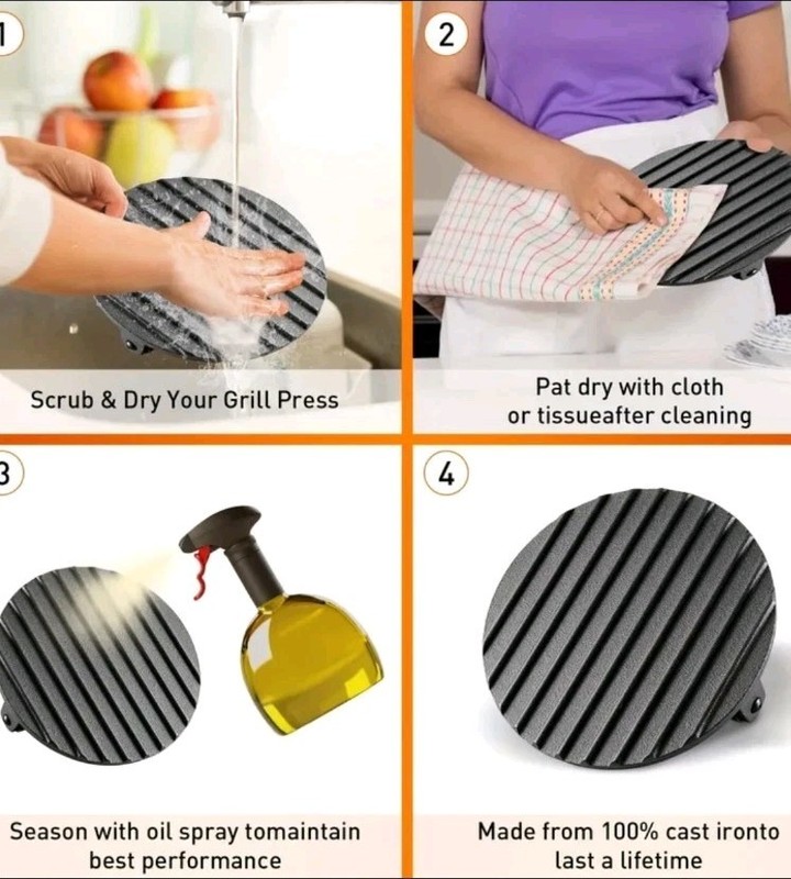 2-Piece Cast Iron Hamburger Press Set BBQ Grilling Press gallery