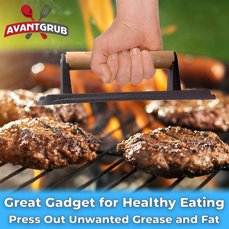 Pro Grade, Pre Seasoned Cast Iron Grill Weight 2Pk. Heavy Duty Steak and Burger gallery