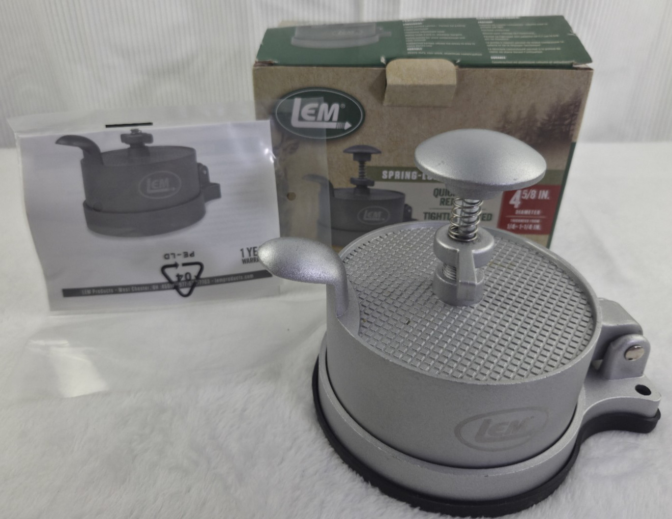 LEM Model# 1261 Spring Loaded Burger Press 4 5/8" Aluminum Patty Maker w/ Box gallery