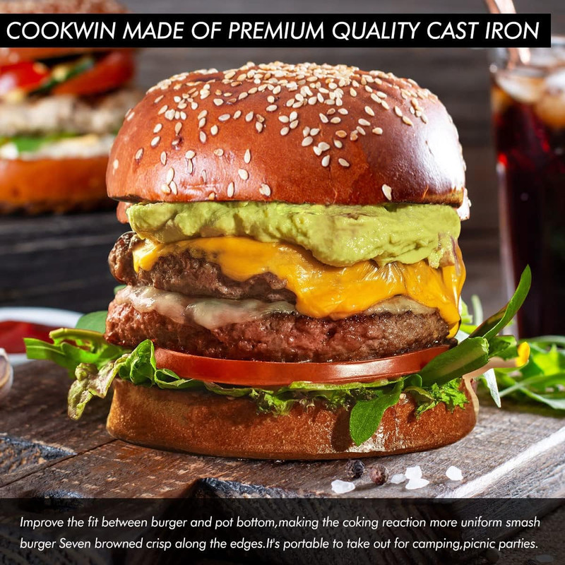 Smash Burger Press-Heavy Duty Hamburger Press with Heat Insulation Handle-6 Inch gallery