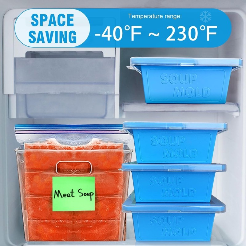 BPA-Free Silicone Soup Freezer Container Set - 3 Cubes, Odor-Free, 17.6cm gallery