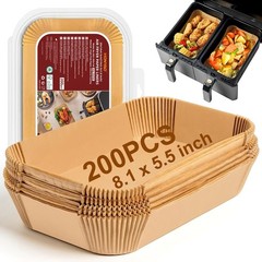 Air Fryer Paper Liners for Dual Zone Airfryer, 200pcs 8.1 x 5.5 inch, Natural