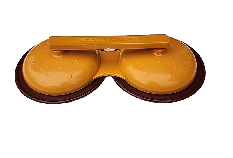 Charcoal Companion Orange & Brown Double Hamburger Patty Press Burger Mold EC gallery