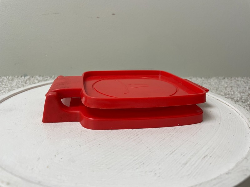 Vintage 4"x4" Kitchen Tool Hamburger Moulder Press Non-Stick Stuffed Red gallery