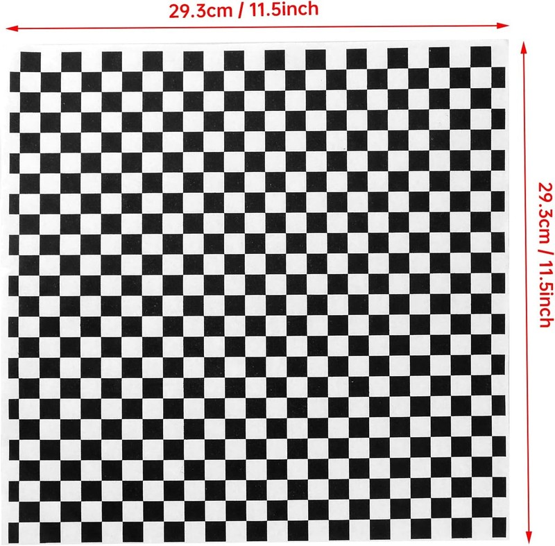 Oomcu 200 Sheets Black and White Checkered Dry Waxed Deli Large, Black/White gallery
