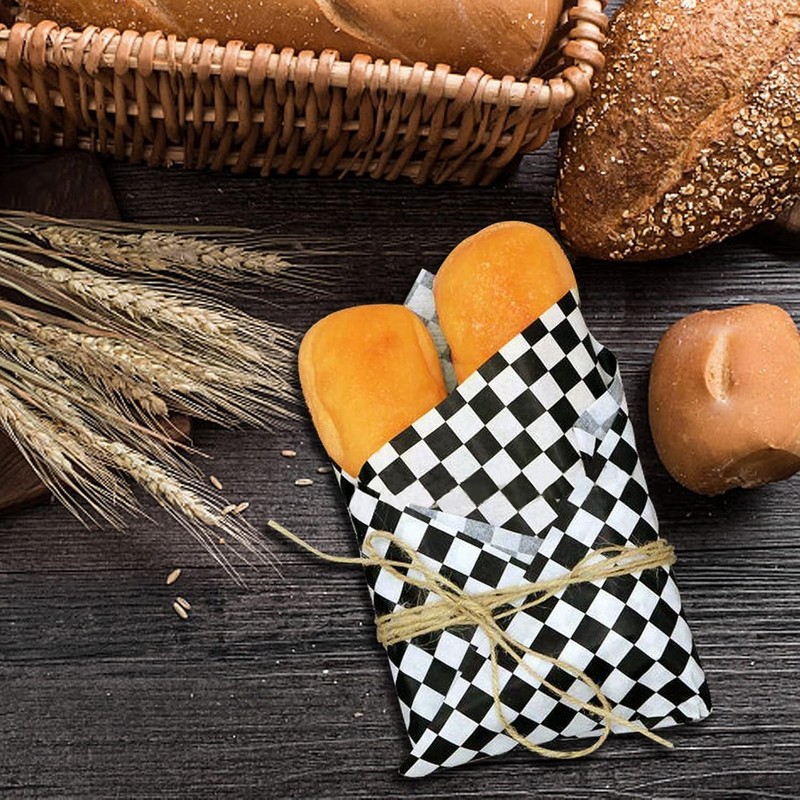Oomcu 200 Sheets Black and White Checkered Dry Waxed Deli Large, Black/White gallery