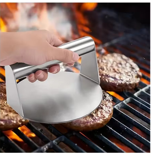 Stainless Steel Smash Burger Press Hamburger Patties Meat Masher Circular Meat gallery