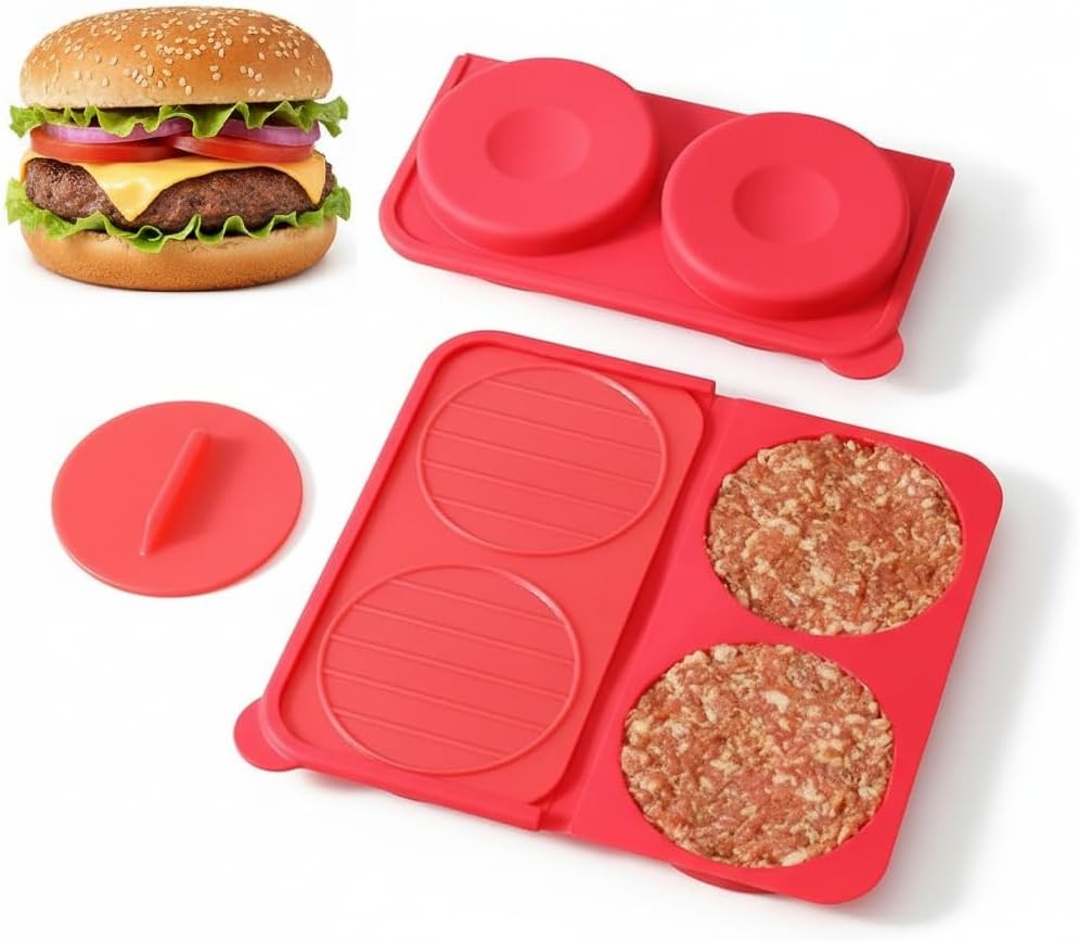 Silicone Burger Press 4.5" 1/4-1/3 lb Patties 4 in 1 Hamburger Press Patty Maker