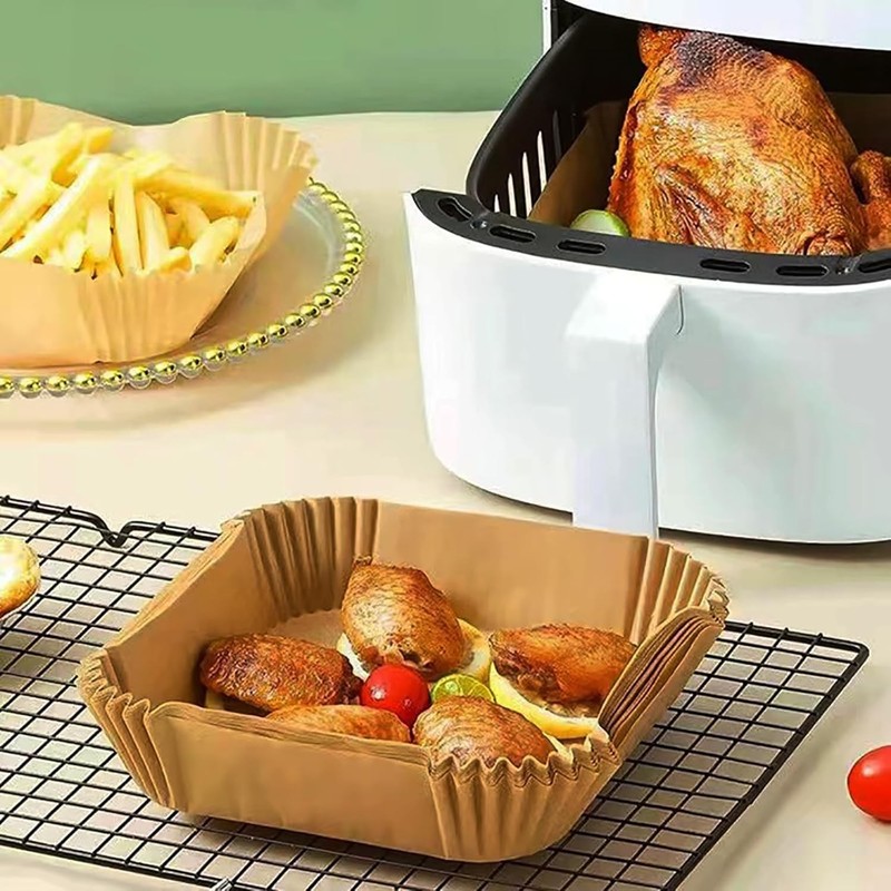 Air Fryer Liners Disposable,200Pcs Parchment 200PCS 8in Square, Brown gallery