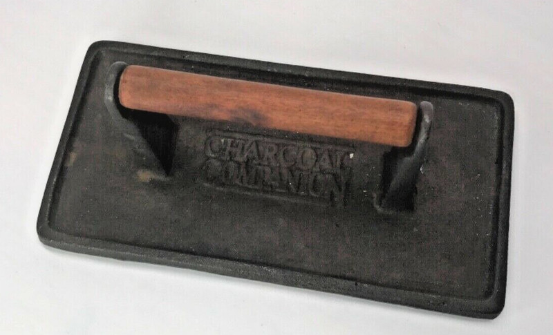 - Cast Iron Meat Press- 9" Rectangular/Grill Marks- Charcoal Companion gallery