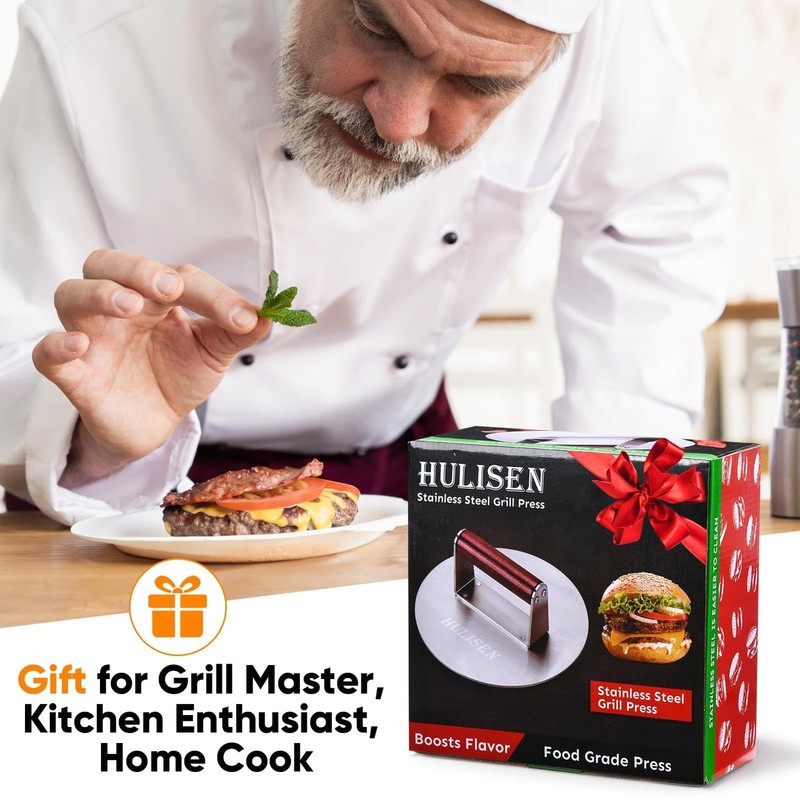 HULISEN 8.5Inch Burger Press, 2.5 lbs Heavy Duty Bacon & Grill Press, Stainle... gallery