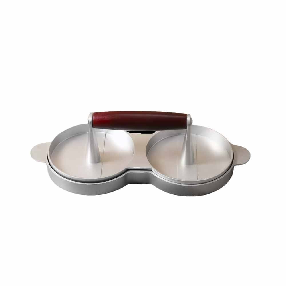 Double Hamburger Press Non Stick Aluminium Patty Maker Beef Meat BBQ Tool