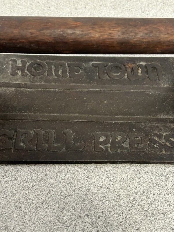 Vintage Cast Iron Grill Bacon Press With Wooden Handle - Pig & Flower gallery