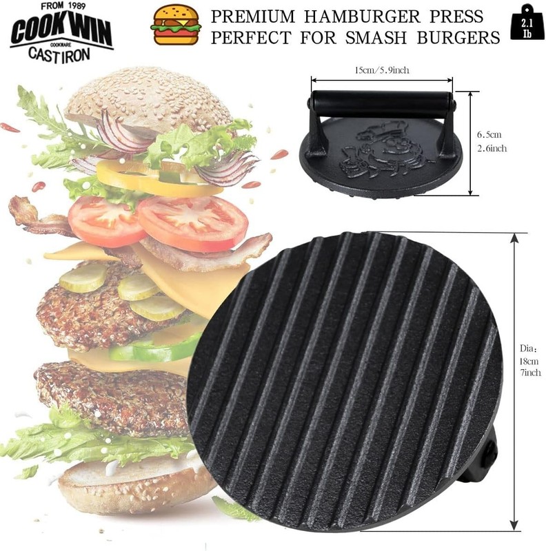 Professional 7-Inch Smash Burger Press with 50 Patty Paper - Ideal for Grilling gallery