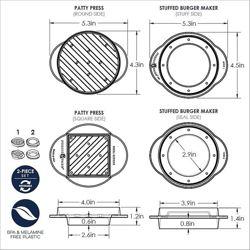 365 Indoor/Outdoor Stuffed Burger Maker & Patty Press - Create Perfect Burgers gallery