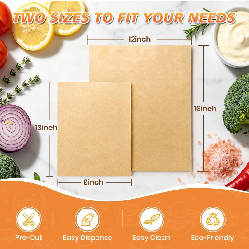 Yarmchahk 100pcs Unbleached Parchment Paper 9" x 13" - 100 Pack, gallery