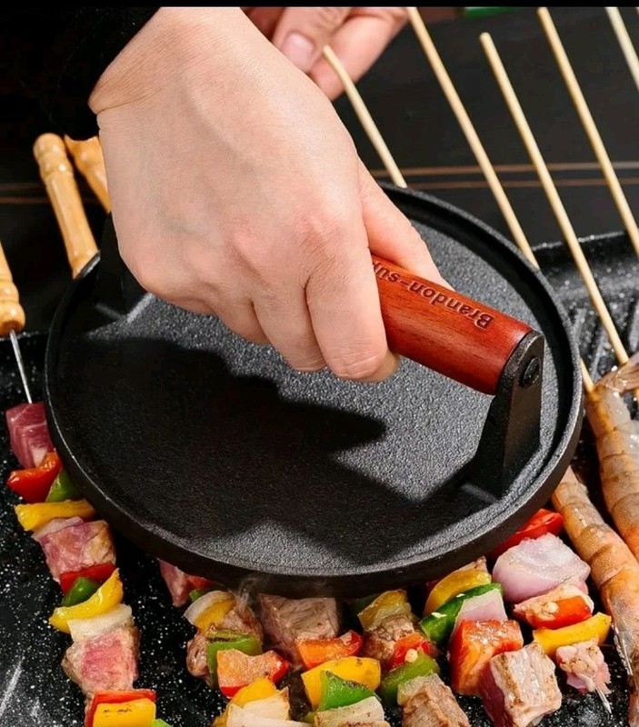 2-Piece Cast Iron Hamburger Press Set BBQ Grilling Press gallery