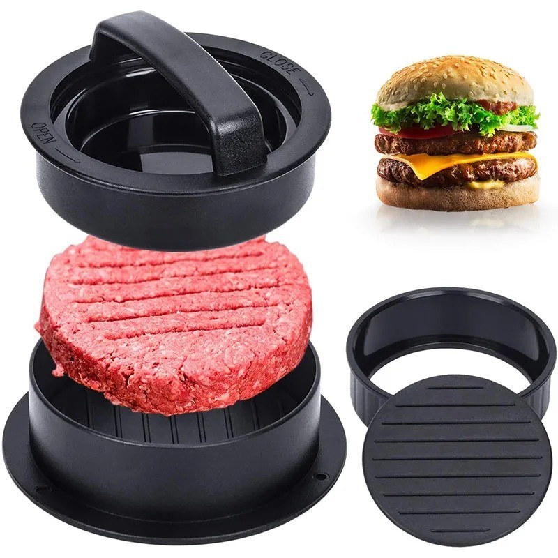 3 IN 1 Non Stick Stuffed Burger Press Hamburger Patty Molds Maker Sliders BBQ US gallery