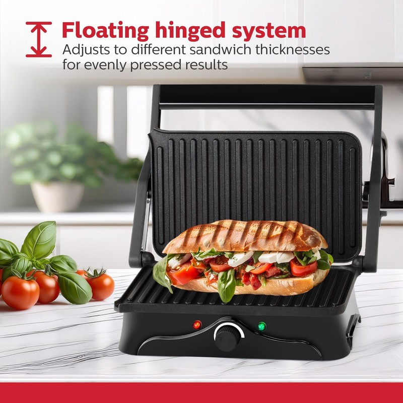 Holstein Housewares 2-Slice Panini Press and Grill - Black/Stainless Steel Sa... gallery