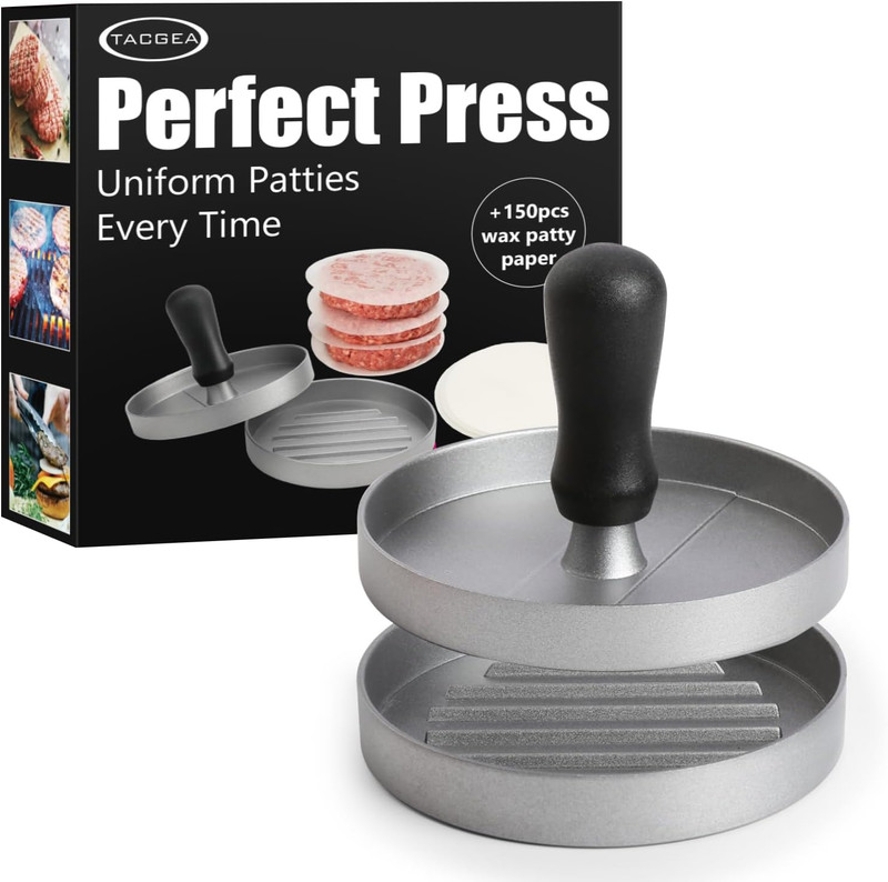 Burger Press 150 Patty Papers, Non-Stick Hamburger Patty Maker with Wax Paper, A gallery