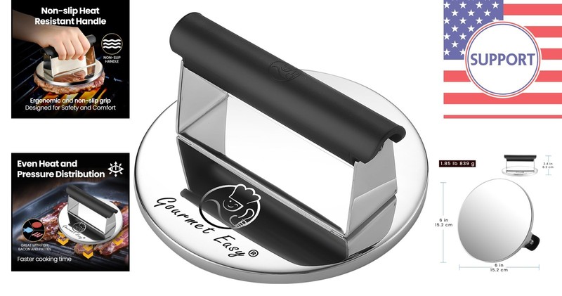 Versatile Stainless Steel Meat Press - Ideal for Grilling & Cooking Enthusiasts gallery