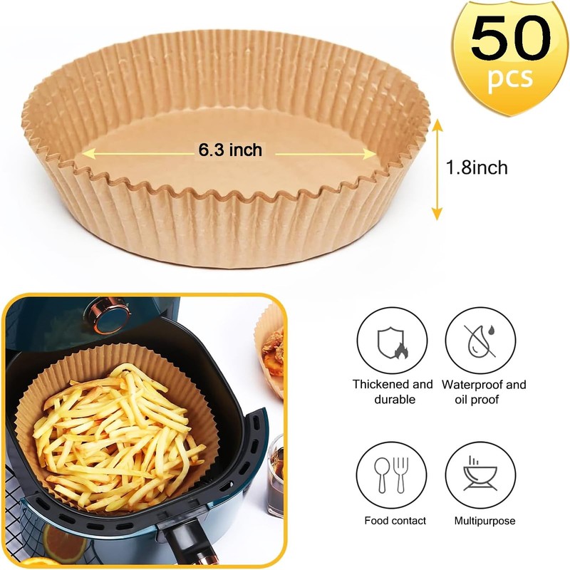 Air Fryer Liners Disposable 50-Pack - Non-Stick Parchment Paper middle, 50pcs gallery