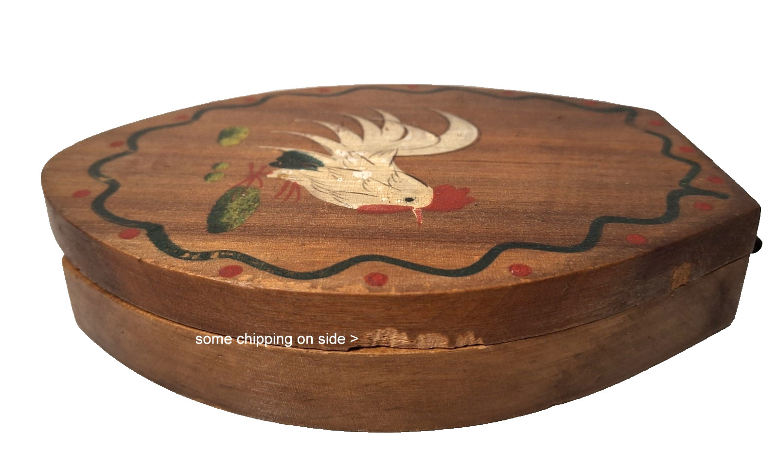 Vintage Rustic Wood Hamburger Press Hand Painted Rooster Wall Hanging Made Japan gallery