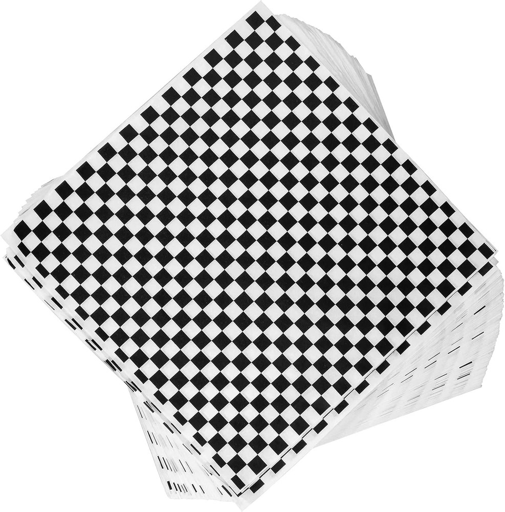 Oomcu 200 Sheets Black and White Checkered Dry Waxed Deli Large, Black/White