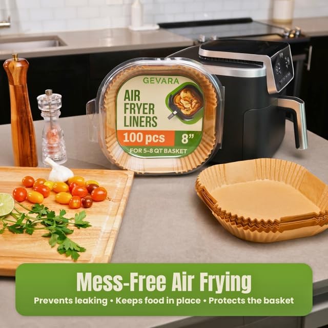 Air Fryer Liners Disposable, 8 Inch Square Parchment 8 Square, Natural gallery