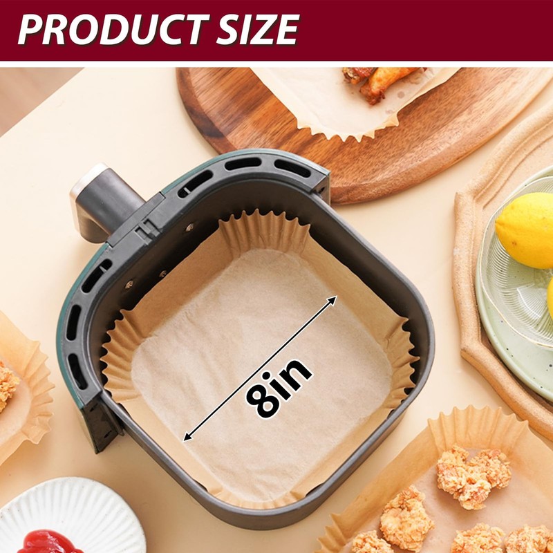 225PCS Air Fryer Liners for COSORI 6Qt, 8 Inch Square-8", Natural gallery