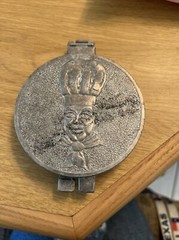 Vintage 1950s Hamburger Press Aluminum Ground Meat Burger Slider Embossed Chef
