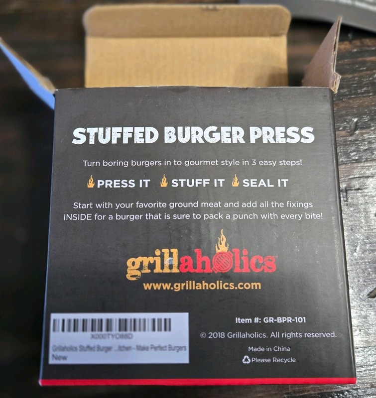 Grillaholics Stuffed Burger Press & Hamburger Maker - Non Stick Hamburger Open gallery