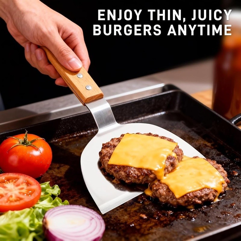 Heavy Duty Burger Press W/ Fast-Melting Dome & Versatile Grill Spatula Set New gallery