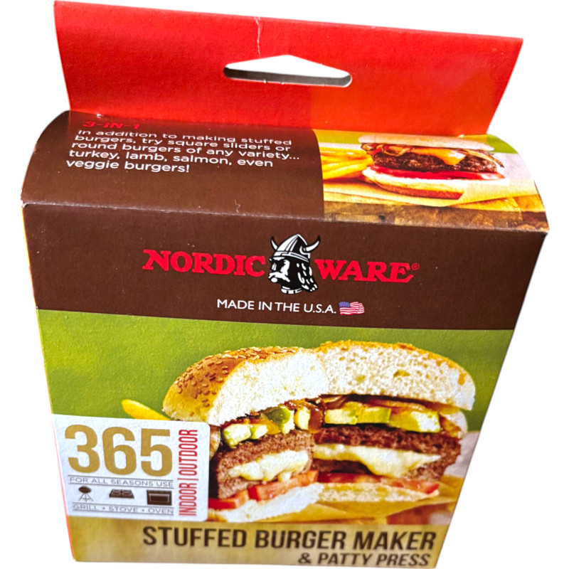 Nordic Ware 3 In 1 Stuffed Burger Maker & Patty Press Indoor Outdoor New in Box gallery