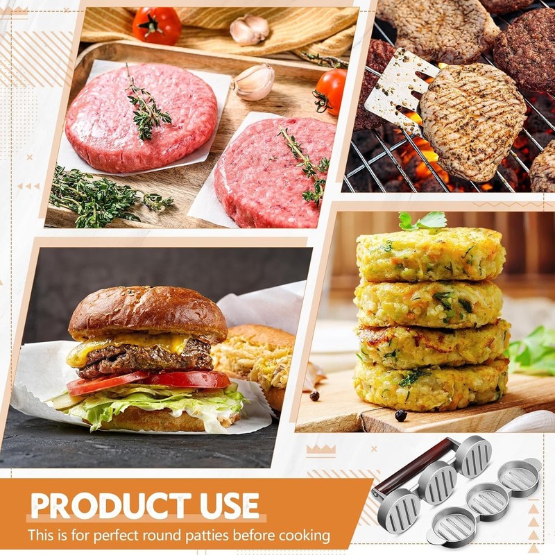 Mini Burger Press Three 2.64-inch Molds Small Meat Patty Maker Round Shape Press gallery