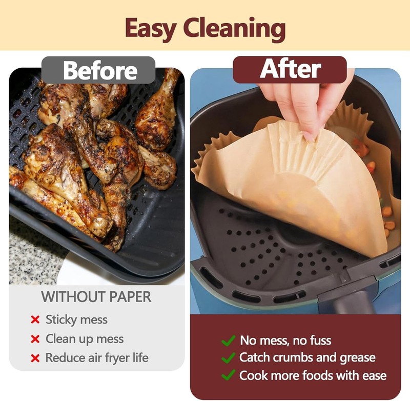 EKACO 10 Inch Air Fryer Liners Disposable-250PCS Square 10 Inch, Copper gallery