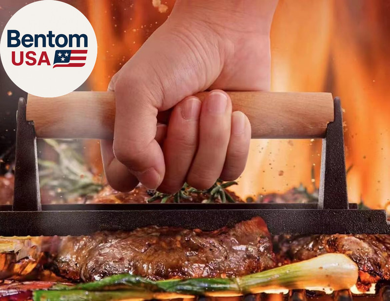 Kitchen Tools Heavy Duty Cast Iron Smash Burger Press round Barbecue Meat Flat P gallery
