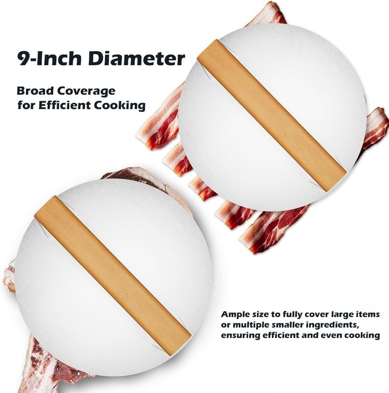 9-Inch Flat-Bottom Stainless Steel Press for Even Cooking - Sturdy Construction gallery