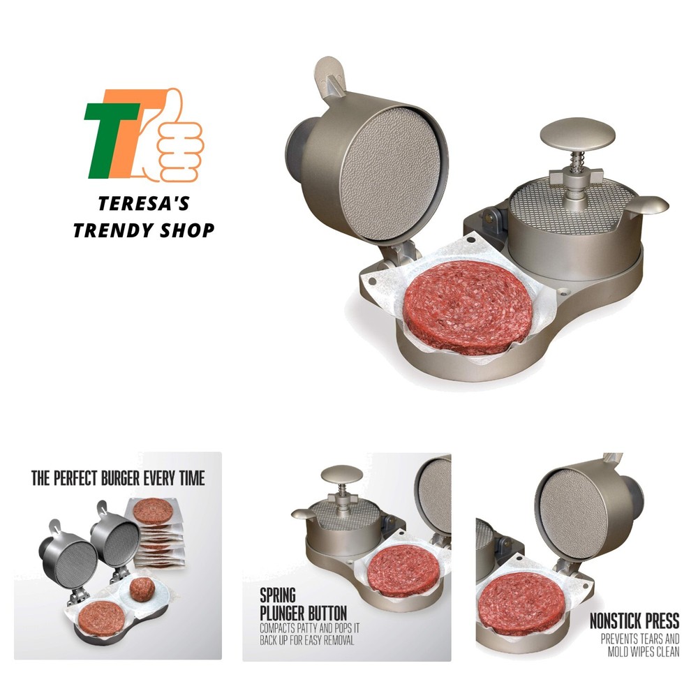 Nonstick Double Burger Press Makes 4.5" Patties for Perfectly Packed Burgers