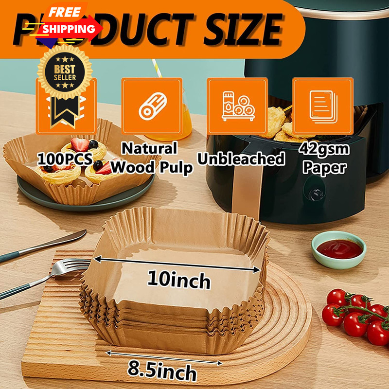 Air Fryer Liners Disposable, Large Airfryer 10 Inch Square, 10 gallery
