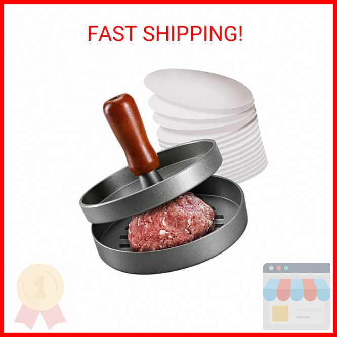 PIQUEBAR Burger Press Patty Maker Stainless Steel Hamburger Patty Press Mold Woo gallery