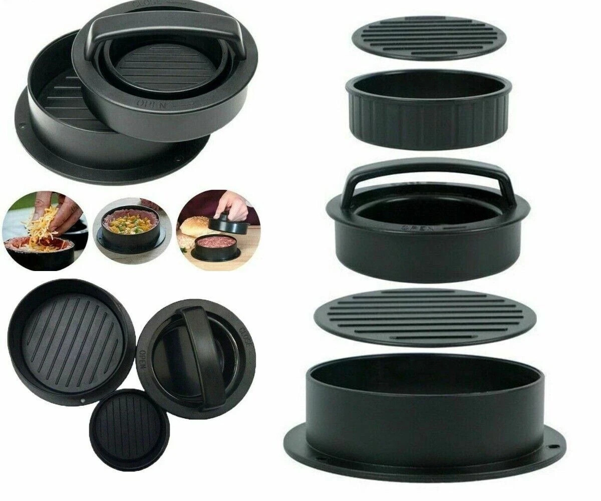 3 in 1 Stuffed Burger Press Hamburger Mould ABS Plastic Beef BBQ Patty Maker gallery