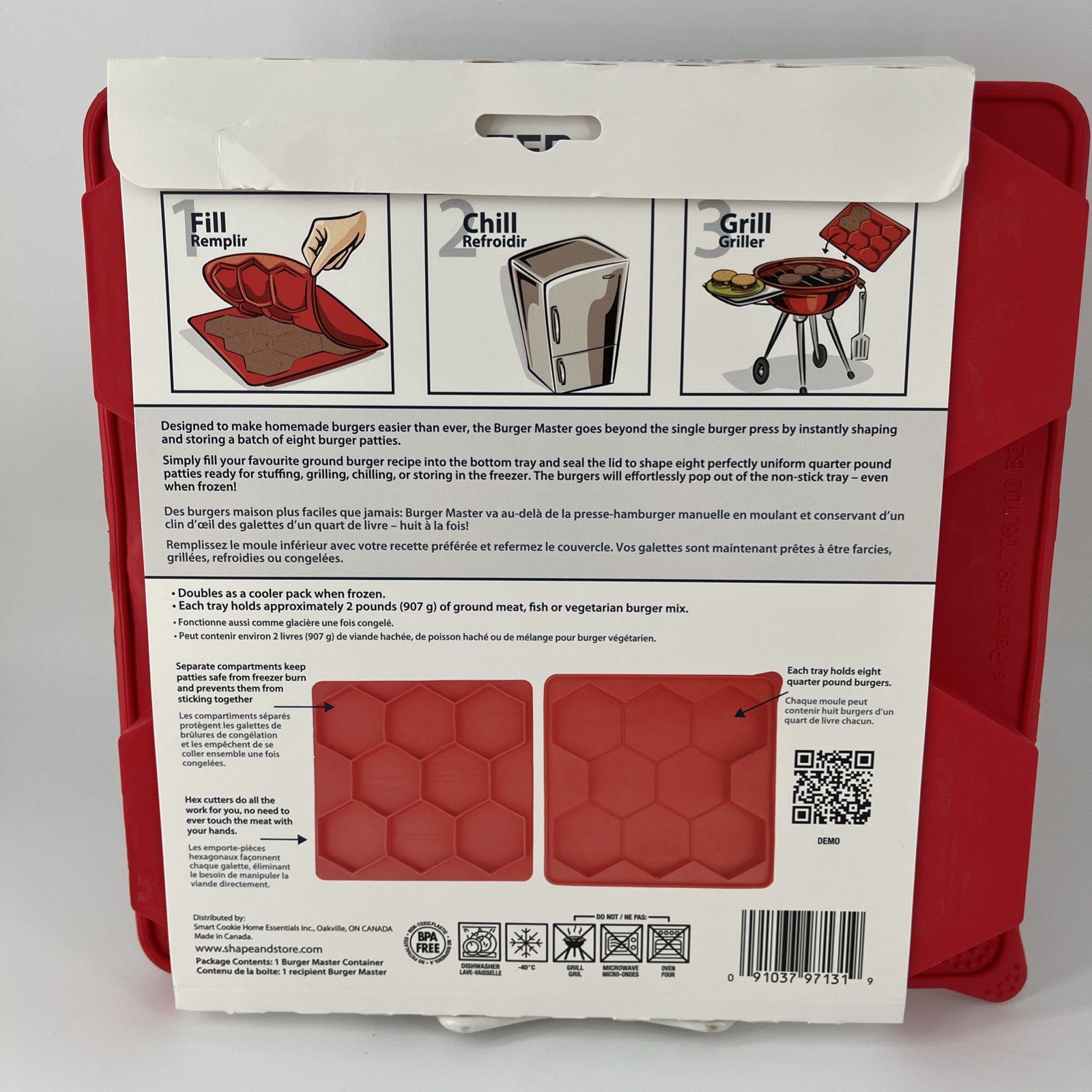 Burger Master 8-in-1 Quarter Pounder Burger Press & Freezer Container Silicone gallery