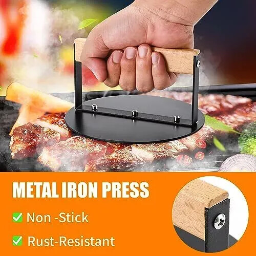 Burger Press 6 inch, Round Burger Smasher Grill Press for Griddle Bacon gallery