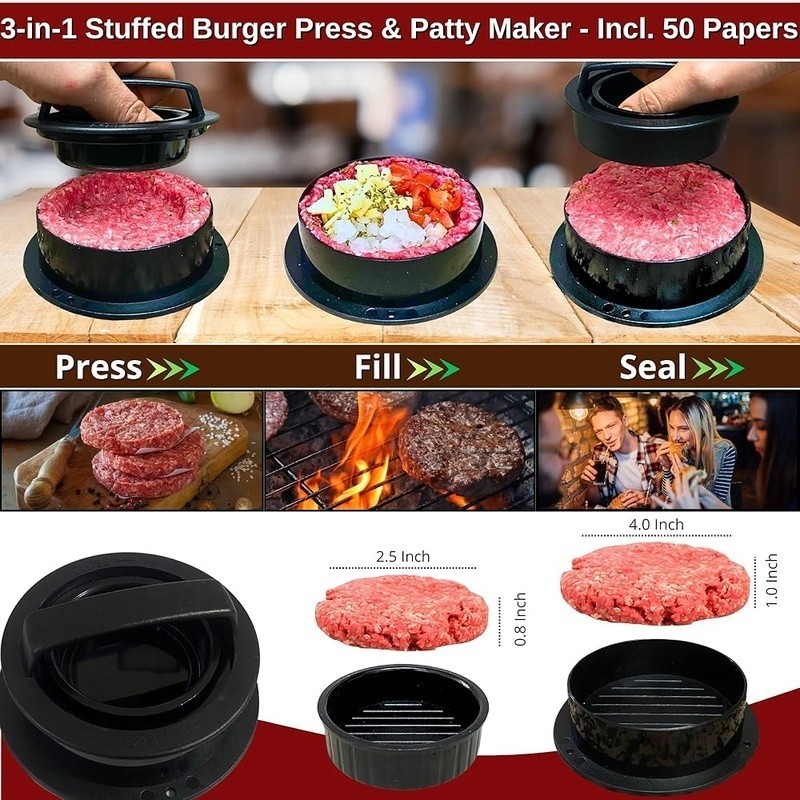 Grill Accessories Set Cast Iron Press Melting Dome Burger Press Spatula Scraper gallery