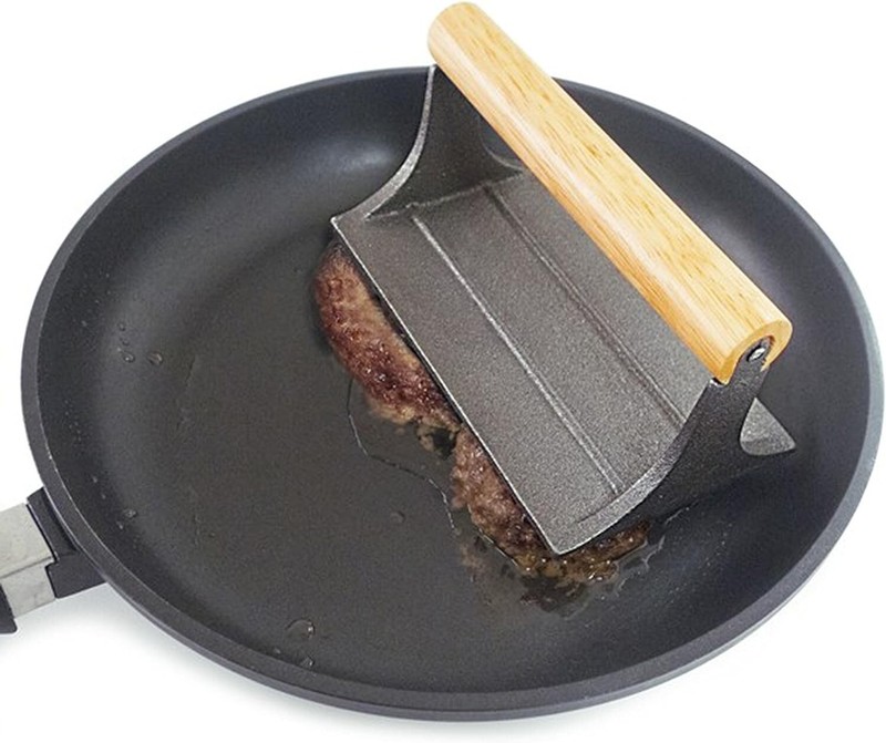 Bacon Press Egg Ring Set Cast Iron Grill Burger Ham Grilled Sandwiches Non Stick gallery