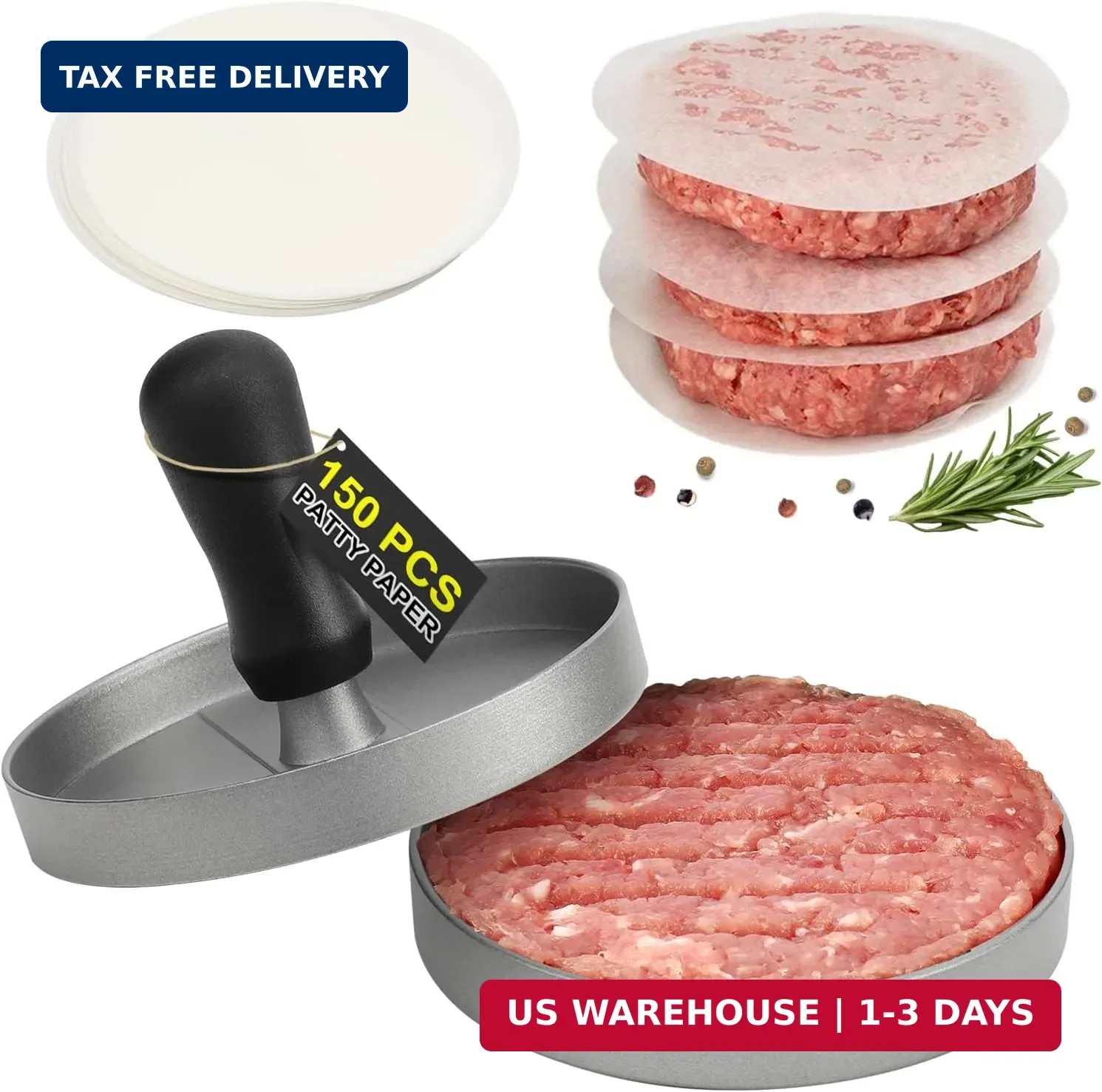 TACGEA Burger Press 150 Patty Papers, Non-Stick Hamburger Patty Maker with Wax P gallery