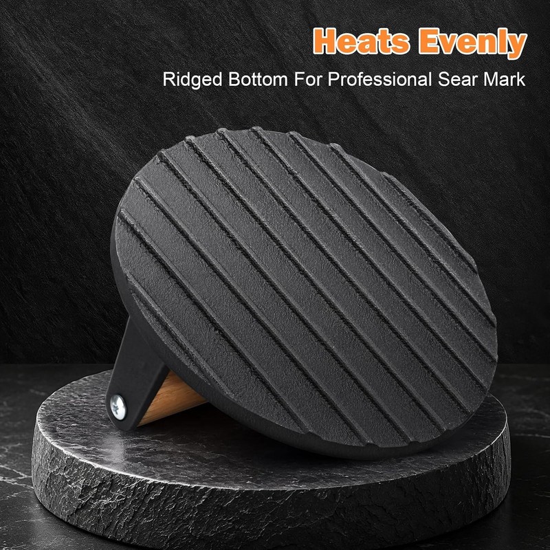 Smash Burger Press 6.3” Cast Iron Burger Smasher Heavy Duty Grill Bacon Meat gallery